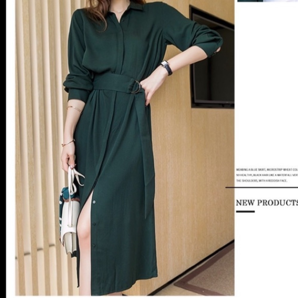 NWOT Silky dark green dress